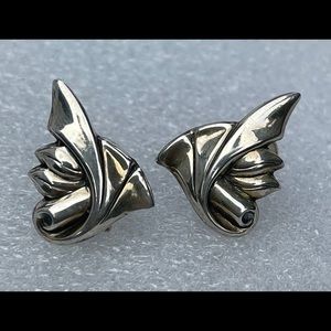 Vintage Sterling Jewel Art Screw-back Earrings